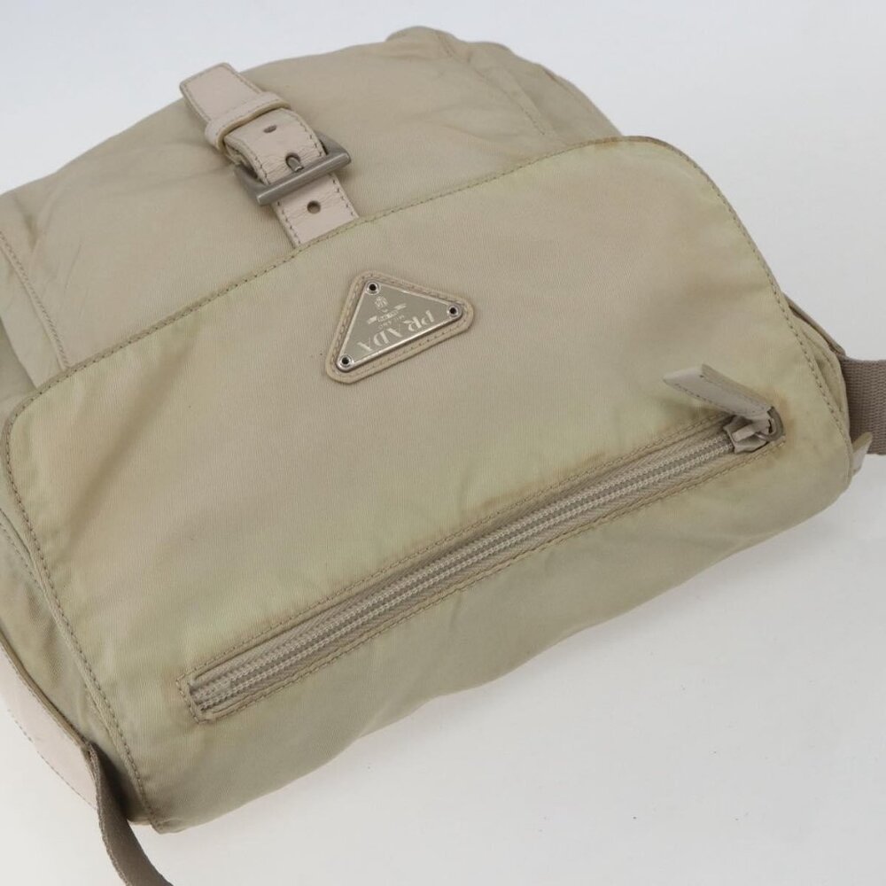 Authentic PRADA Shoulder Bag Nylon Beige Silver - Picture 13 of 16